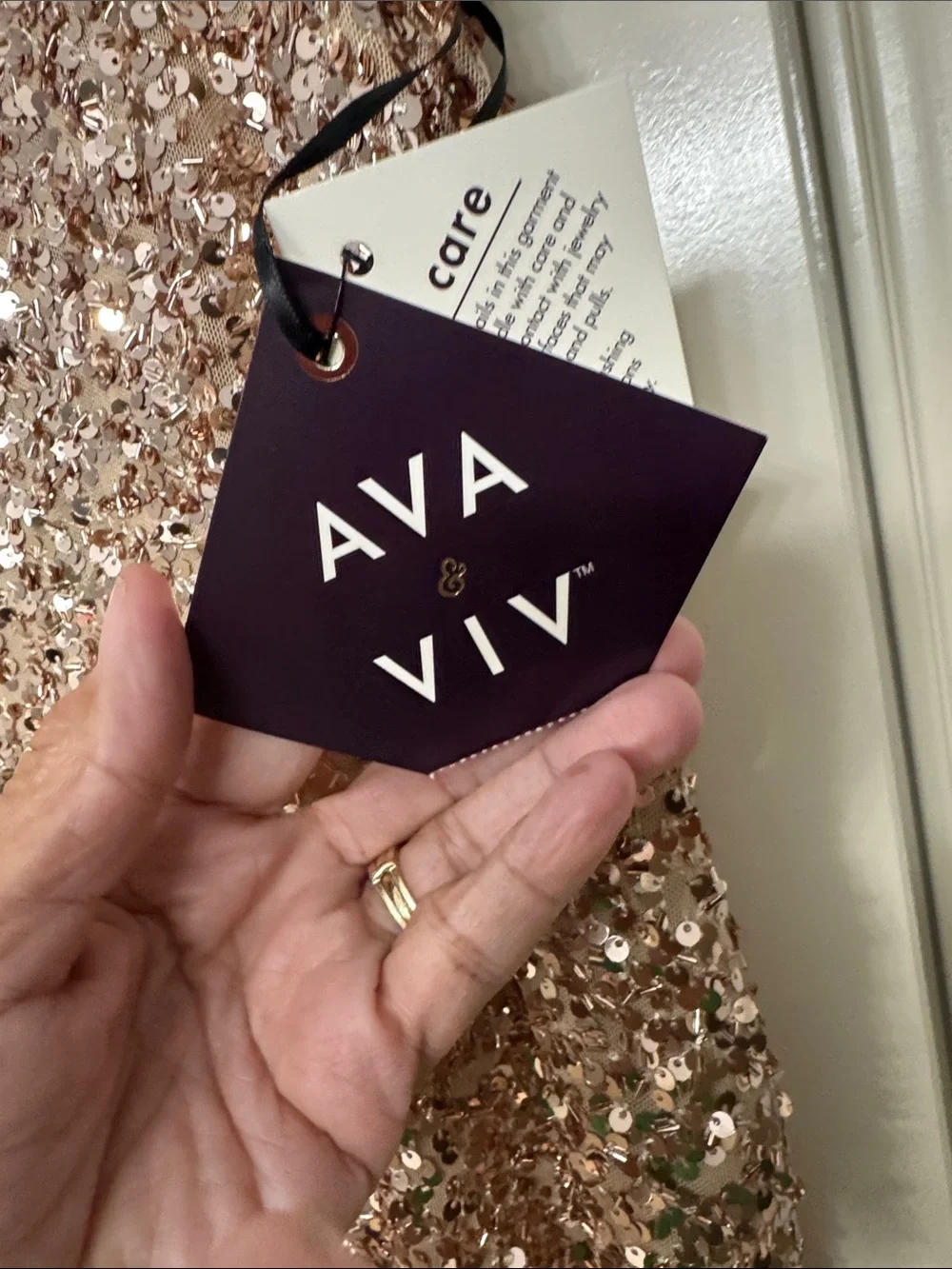 Ava & Viv Rose Gold Sequin Midi Skirt 1X